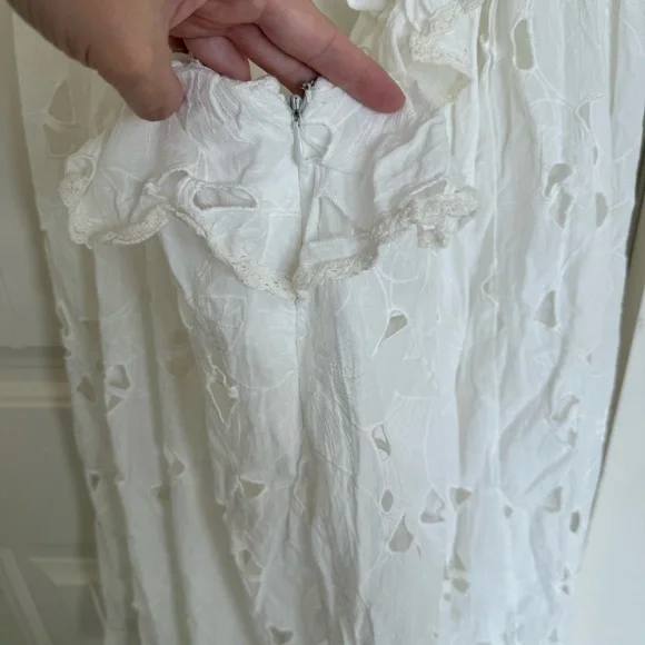 Anthropologie Forever That Girl White Tie-Back Ruffled Eyelet Dress - Picture 13 of 13